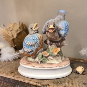 Lefton China Hand Painted‎ Blue Bird Statue #KE7674, Vintage Collectible Decor
